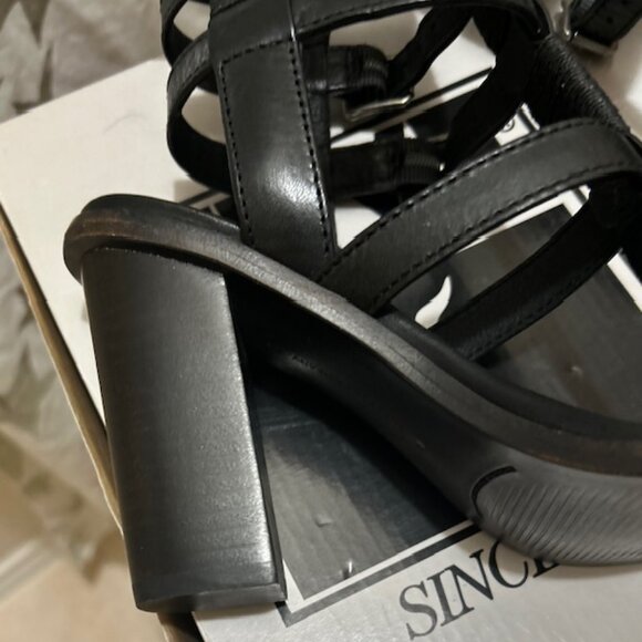 Frye Suzie Gladiator Womens Black Leather Strap Block Heels - Picture 5 of 16